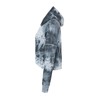 J. America Women's Crop Hooded Sweatshirt, Black Tie Dye, Left Sleeve view