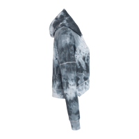 J. America Women's Crop Hooded Sweatshirt, Black Tie Dye, Right Sleeve view