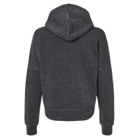 J. America Women's Crop Hooded Sweatshirt, Black Triblend, Back view