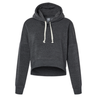 J. America Women's Crop Hooded Sweatshirt, Black Triblend, Front view