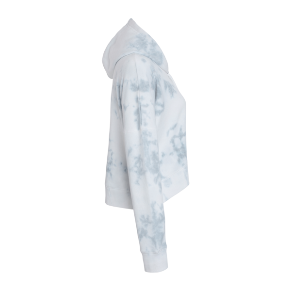 J. America Women's Crop Hooded Sweatshirt, Grey Tie Dye, Right Sleeve view