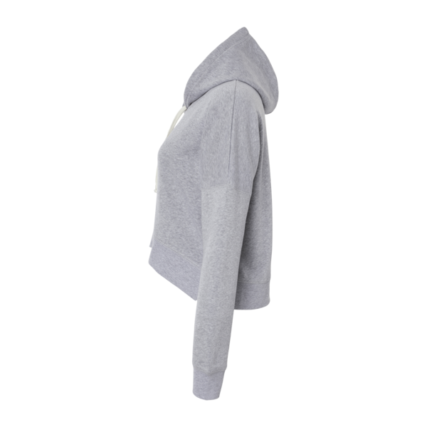 J. America Women's Crop Hooded Sweatshirt, Grey Triblend, Left Sleeve view