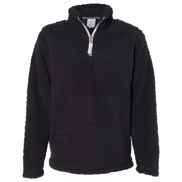 J. America Women’s Epic Sherpa Quarter-Zip Pullover, Black / Black, Front view