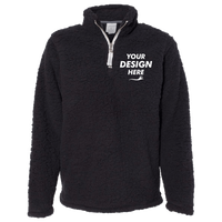 J. America Women’s Epic Sherpa Quarter-Zip Pullover, Black / Black, Front view, Mockup