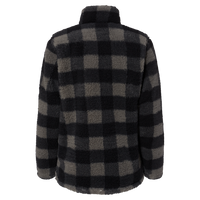 J. America Women’s Epic Sherpa Quarter-Zip Pullover, Black / Charcoal Buffalo, Back view