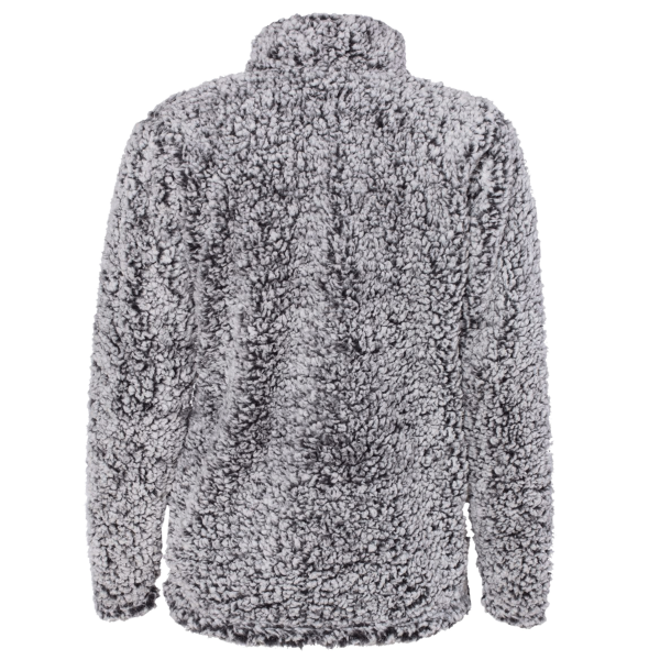 J. America Women’s Epic Sherpa Quarter-Zip Pullover, Black Heather / Black Heather, Back view