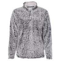 J. America Women’s Epic Sherpa Quarter-Zip Pullover, Black Heather / Black Heather, Front view