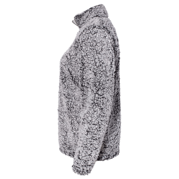 J. America Women’s Epic Sherpa Quarter-Zip Pullover, Black Heather / Black Heather, Left Sleeve view