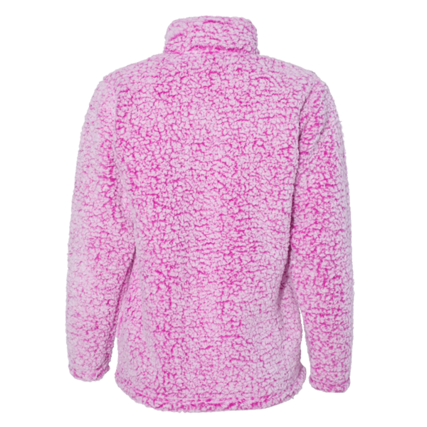 J. America Women’s Epic Sherpa Quarter-Zip Pullover, Magenta Heather / Magenta Heather, Back view