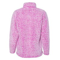 J. America Women’s Epic Sherpa Quarter-Zip Pullover, Magenta Heather / Magenta Heather, Back view