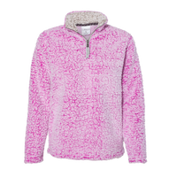 J. America Women’s Epic Sherpa Quarter-Zip Pullover, Magenta Heather / Magenta Heather, Front view