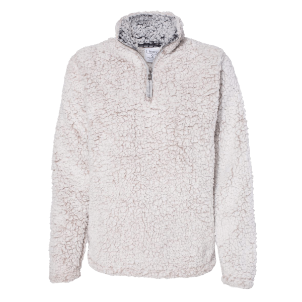 J. America Women’s Epic Sherpa Quarter-Zip Pullover, Oatmeal Heather / Oatmeal Heather, Front view