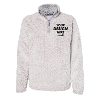 J. America Women’s Epic Sherpa Quarter-Zip Pullover, Oatmeal Heather / Oatmeal Heather, Front view, Mockup