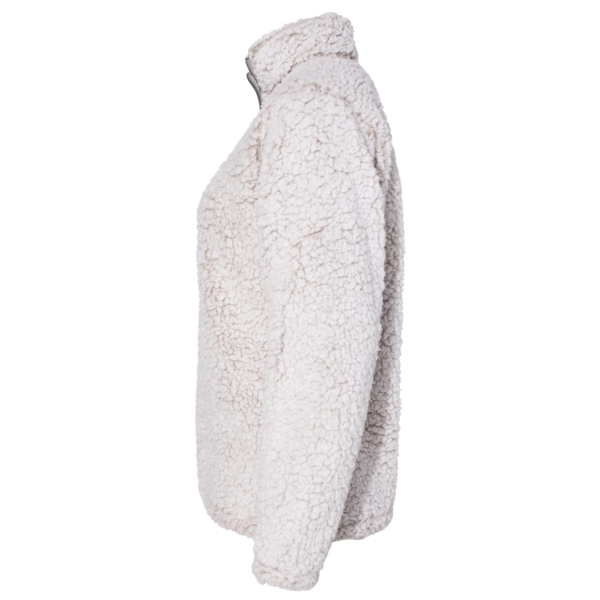 J. America Women’s Epic Sherpa Quarter-Zip Pullover, Oatmeal Heather / Oatmeal Heather, Left Sleeve view