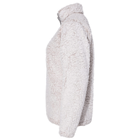 J. America Women’s Epic Sherpa Quarter-Zip Pullover, Oatmeal Heather / Oatmeal Heather, Left Sleeve view
