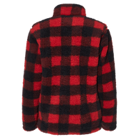 J. America Women’s Epic Sherpa Quarter-Zip Pullover, Red / Black Buffalo, Back view