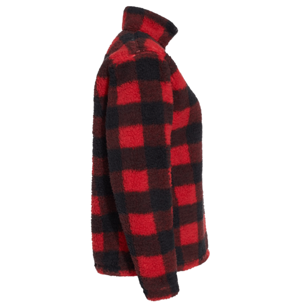 J. America Women’s Epic Sherpa Quarter-Zip Pullover, Red / Black Buffalo, Right Sleeve view