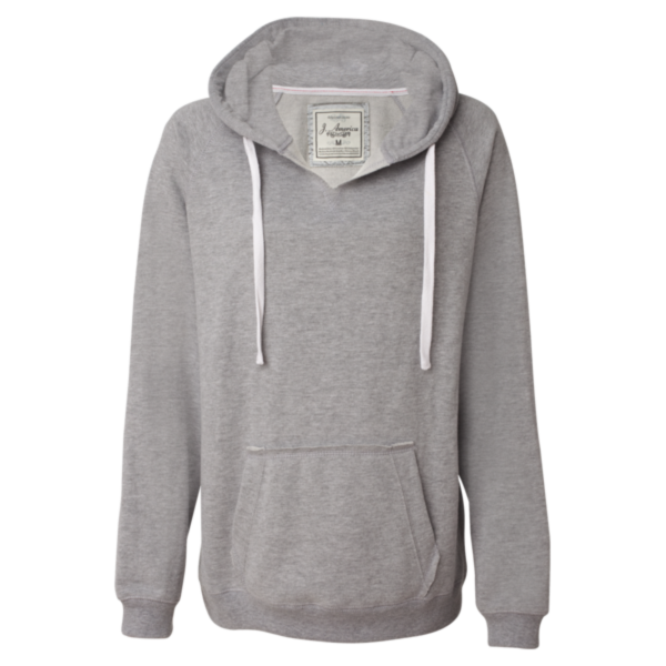 J. America Women's Sueded V-Neck Hooded Sweatshirt, Oxford, Front view