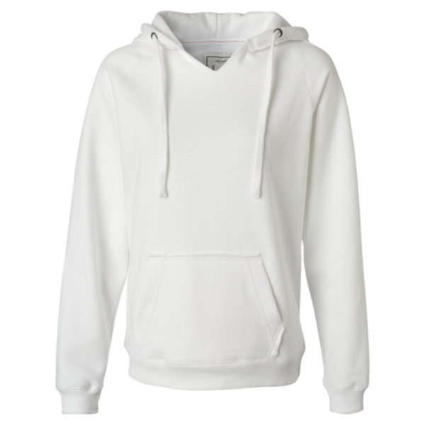 J. America Women's Sueded V-Neck Hooded Sweatshirt, White, Front view