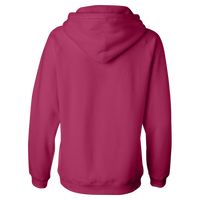 J. America Women's Sueded V-Neck Hooded Sweatshirt, Wildberry, Back view