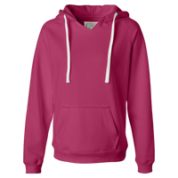 J. America Women's Sueded V-Neck Hooded Sweatshirt, Wildberry, Front view
