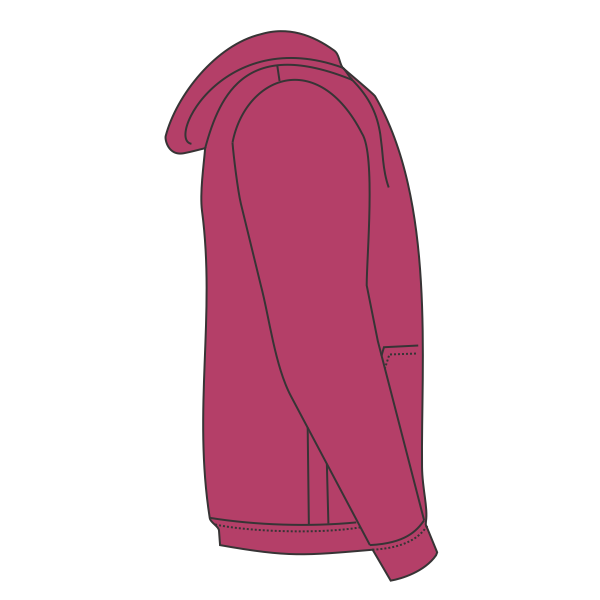 J. America Women's Sueded V-Neck Hooded Sweatshirt, Wildberry, Right Sleeve view