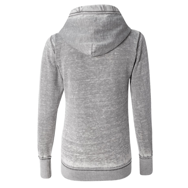 J. America Women's Zen Fleece Full-Zip Hooded Sweatshirt, Cement, Back view