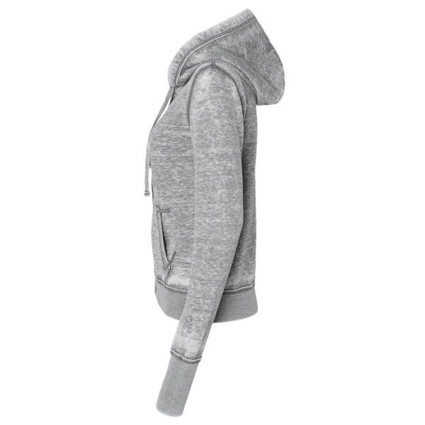J. America Women's Zen Fleece Full-Zip Hooded Sweatshirt, Cement, Left Sleeve view