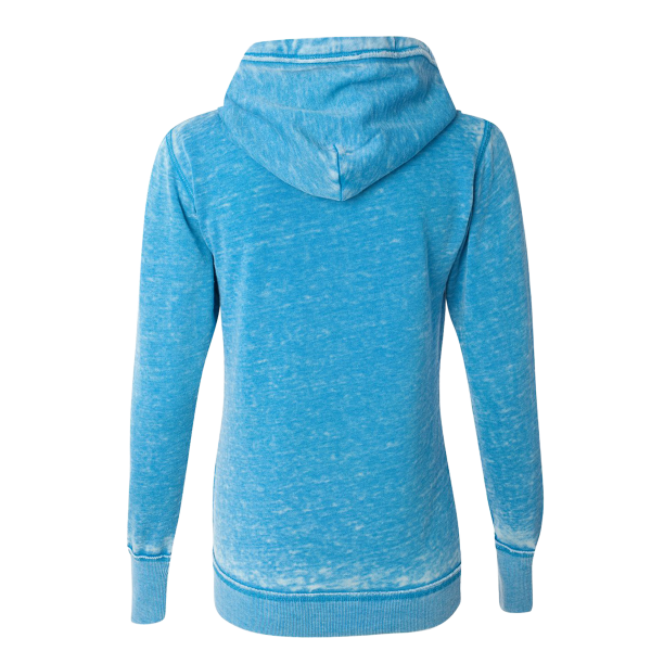 J. America Women's Zen Fleece Full-Zip Hooded Sweatshirt, Oceanberry, Back view