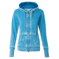 J. America Women's Zen Fleece Full-Zip Hooded Sweatshirt, Oceanberry, Front view