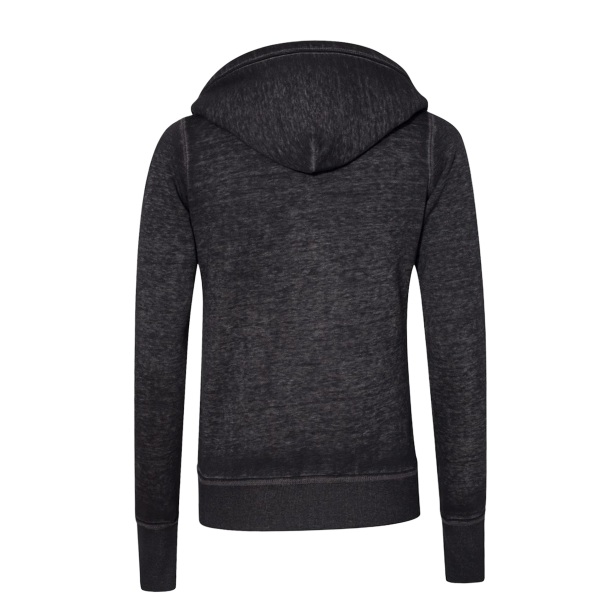 J. America Women's Zen Fleece Full-Zip Hooded Sweatshirt, Twisted Black, Back view