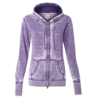 J. America Women's Zen Fleece Full-Zip Hooded Sweatshirt, Very Berry, Front view