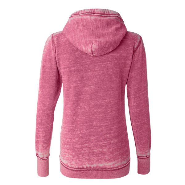 J. America Women's Zen Fleece Full-Zip Hooded Sweatshirt, Wildberry, Back view