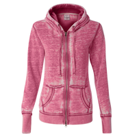 J. America Women's Zen Fleece Full-Zip Hooded Sweatshirt, Wildberry, Front view