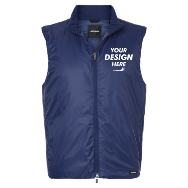 Jaanuu Men's Phantom Insulated Vest, Navy Blue, Front view, Mockup