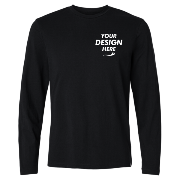 Jaanuu Men's RegenX Cotton Underscrub Long Sleeve T-Shirt, Black, Front view, Mockup