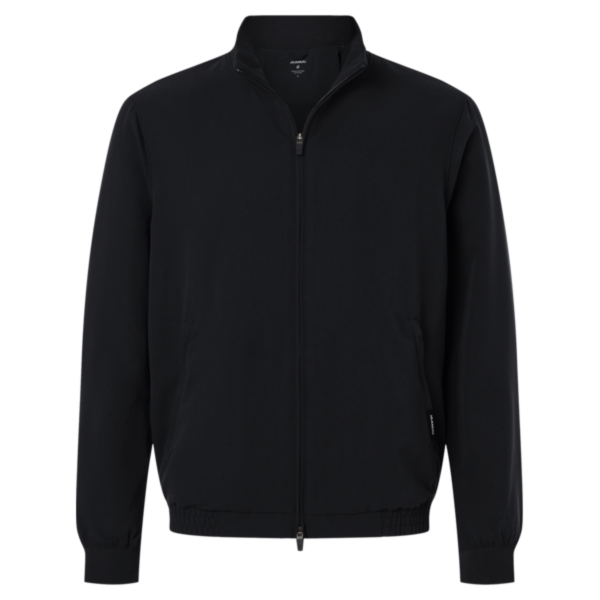 Jaanuu Men's Wolfe Everyday Full-Zip 6-Pocket Scrub Jacket, Black, Front view