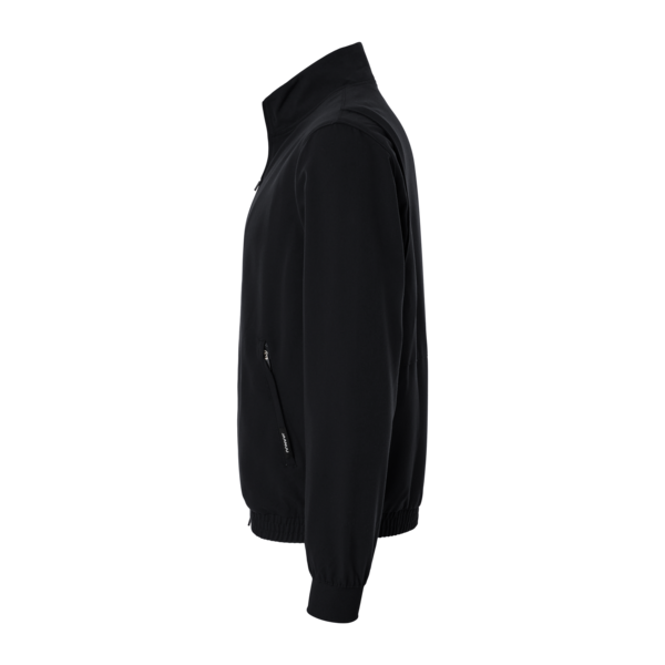 Jaanuu Men's Wolfe Everyday Full-Zip 6-Pocket Scrub Jacket, Black, Left Sleeve view