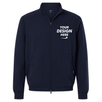 Jaanuu Men's Wolfe Everyday Full-Zip 6-Pocket Scrub Jacket, Midnight Navy, Front view, Mockup