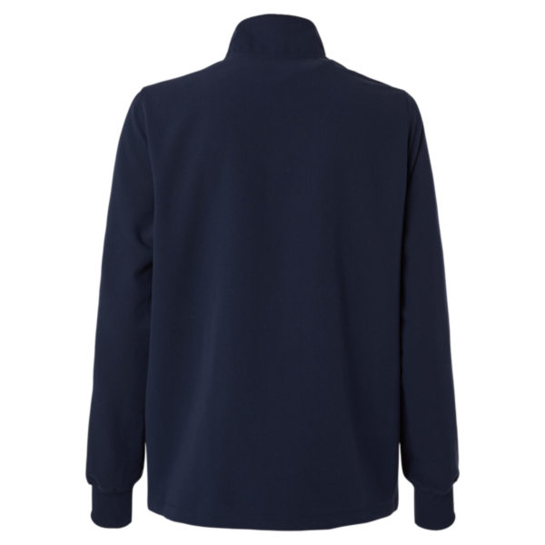 Jaanuu Women's Ceri Essential Full-Zip 6-Pocket Scrub Jacket, Midnight Navy, Back view