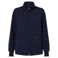 Jaanuu Women's Ceri Essential Full-Zip 6-Pocket Scrub Jacket, Midnight Navy, Front view