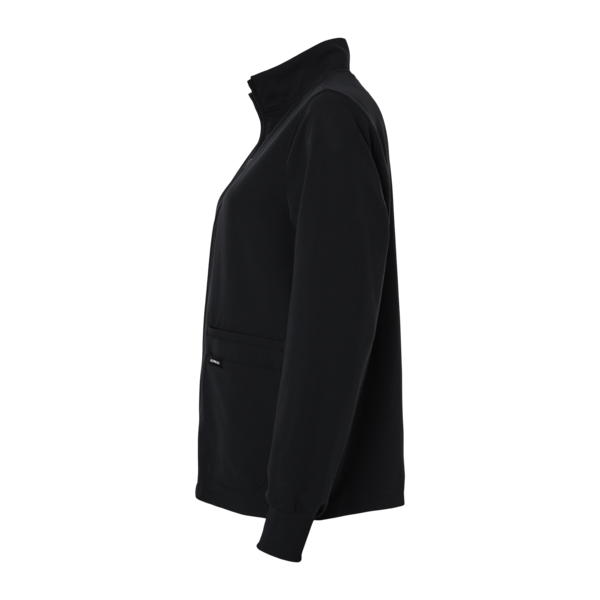 Jaanuu Women's Ceri Essential Full-Zip 6-Pocket Scrub Jacket, Midnight Navy, Left Sleeve view