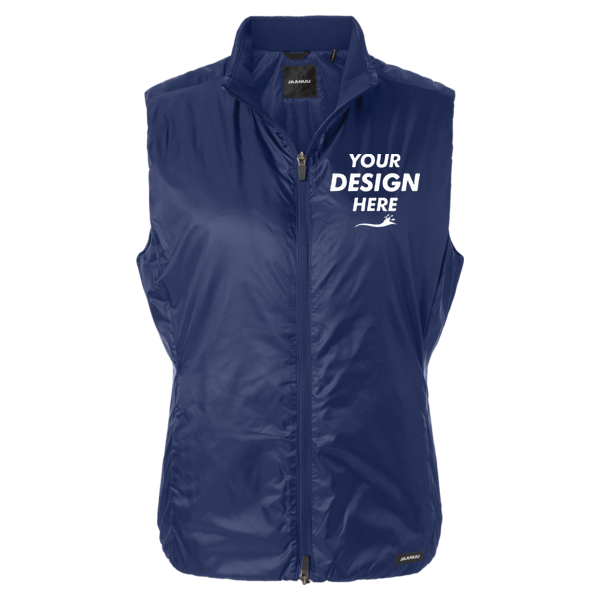 Jaanuu Women's Phantom Insulated Vest, Navy Blue, Front view, Mockup