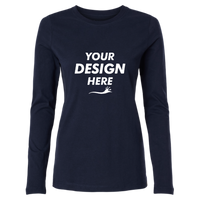 Jaanuu Women's RegenX Cotton Underscrub Long Sleeve T-Shirt, Midnight Navy, Front view, Mockup