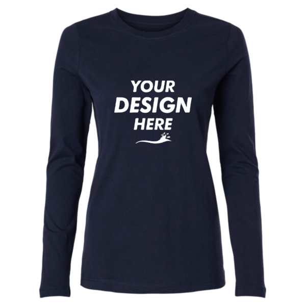 Jaanuu Women's RegenX Cotton Underscrub Long Sleeve T-Shirt, Midnight Navy, Front view, Mockup