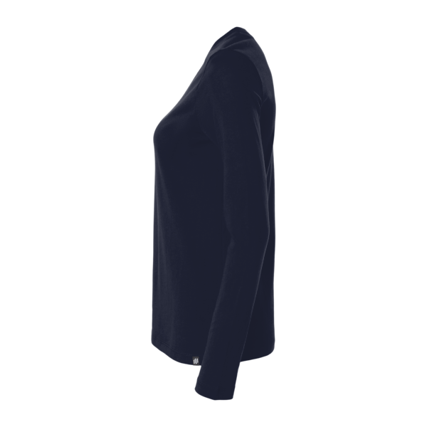 Jaanuu Women's RegenX Cotton Underscrub Long Sleeve T-Shirt, Midnight Navy, Left Sleeve view