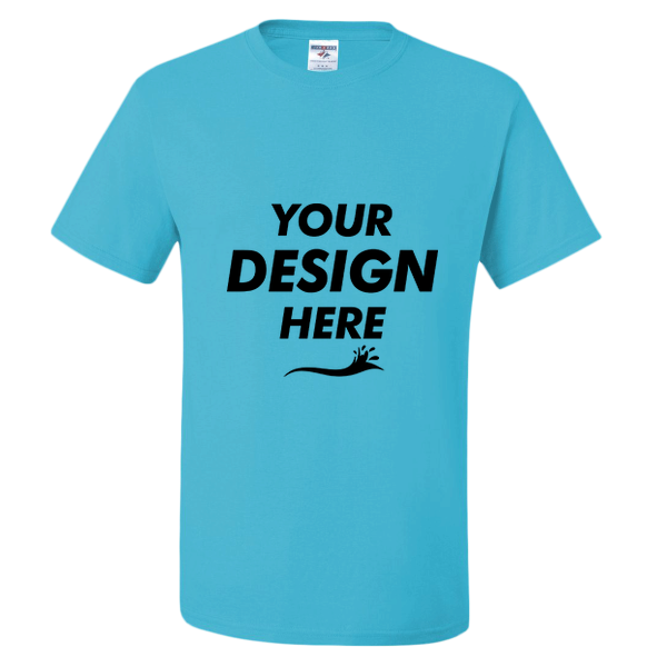 Jerzees Dri-Power® 50/50 T-Shirt, Aquatic Blue, Front view, Mockup