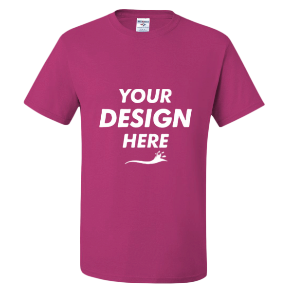 Jerzees Dri-Power® 50/50 T-Shirt, Cyber Pink, Front view, Mockup