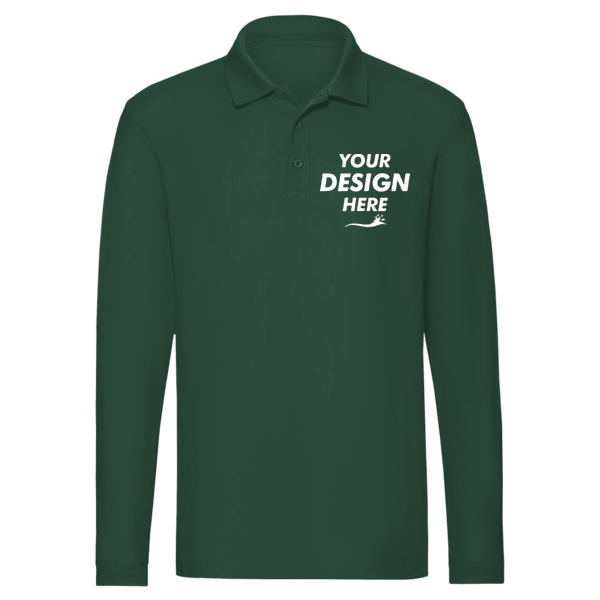 Jerzees Men's Dri-Power® Long Sleeve Polo, Forest Green, Front view, Mockup