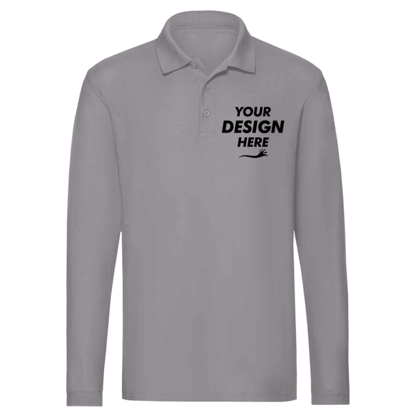 Jerzees Men's Dri-Power® Long Sleeve Polo, Oxford, Front view, Mockup